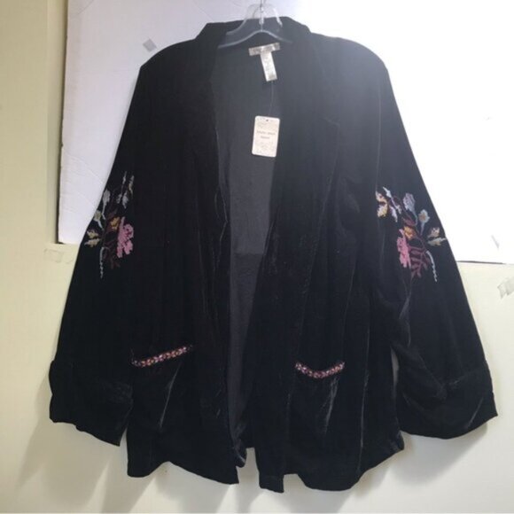 Studio WestApparel NEW Velvet Boho Embroidered Jacket Blazer Unlined Oversize 1X - Picture 3 of 16